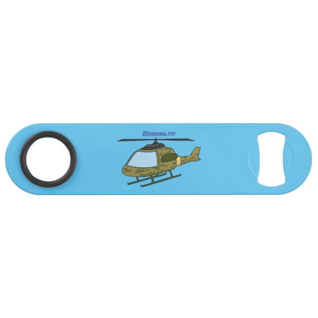 Cute army camoflage helicopter cartoon bar key (Front (Horizontal))