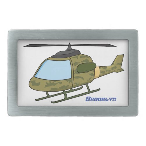 Cute army camoflage helicopter cartoon belt buckle