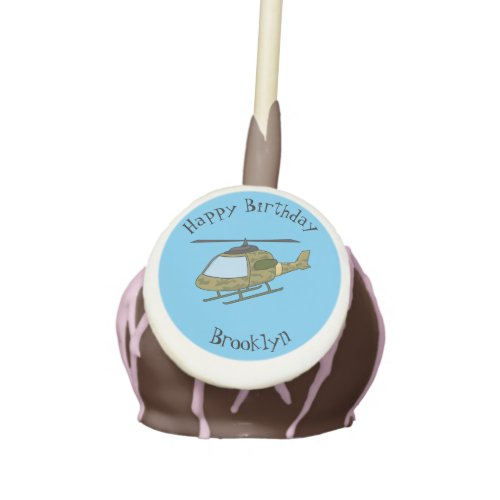 Cute army camoflage helicopter cartoon cake pops