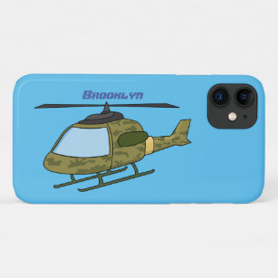 Cute army camoflage helicopter cartoon iPhone 11 case