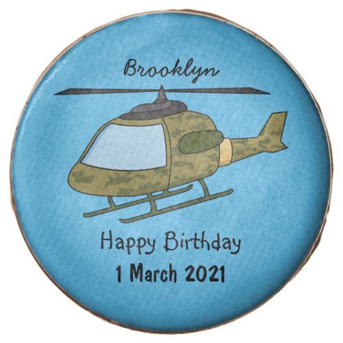 Cute army camoflage helicopter cartoon chocolate covered oreo