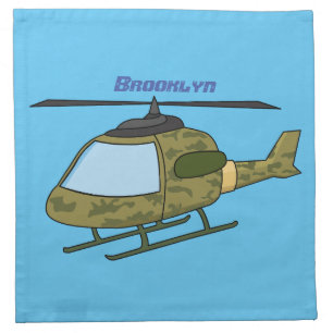 Cute army camoflage helicopter cartoon cloth napkin