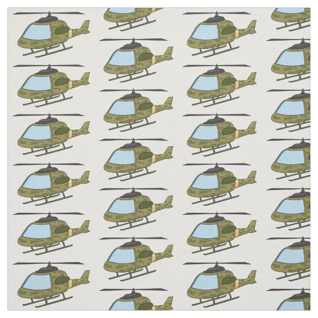 Cute army camoflage helicopter cartoon fabric (Swatch)