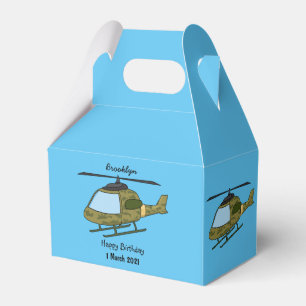Cute army camoflage helicopter cartoon favor boxes
