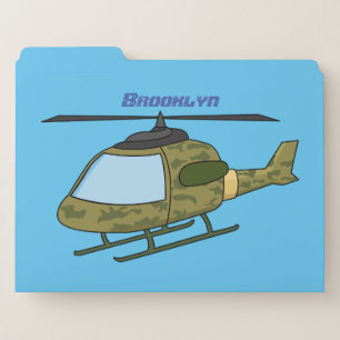 Cute army camoflage helicopter cartoon file folder
