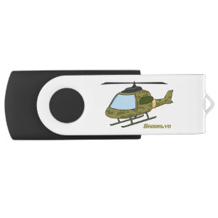 Cute army camoflage helicopter cartoon flash drive