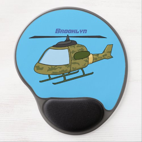 Cute army camoflage helicopter cartoon gel mouse pad