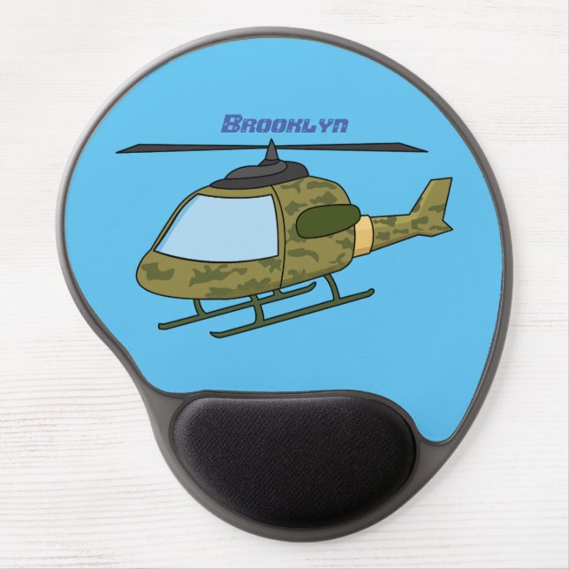 Cute army camoflage helicopter cartoon gel mouse pad (Front)