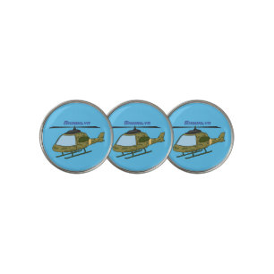 Cute army camoflage helicopter cartoon golf ball marker