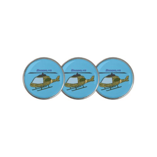 Cute army camoflage helicopter cartoon golf ball marker