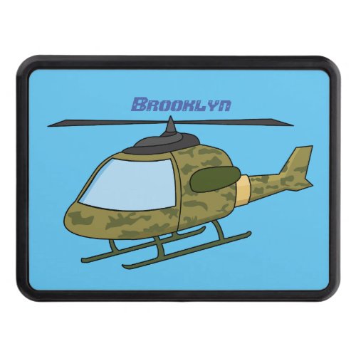 Cute army camoflage helicopter cartoon  hitch cover