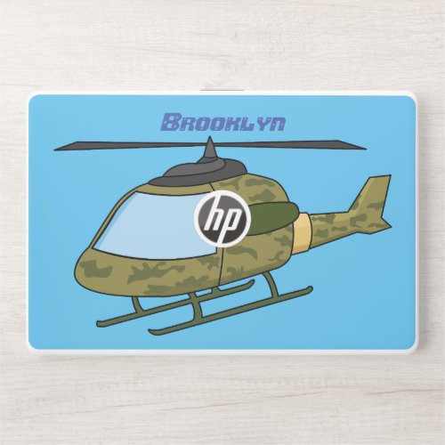 Cute army camoflage helicopter cartoon HP laptop skin