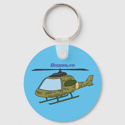 Cute army camoflage helicopter cartoon keychain