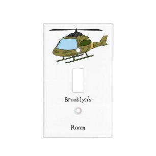 Cute army camoflage helicopter cartoon  light switch cover