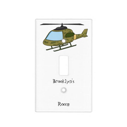 Cute army camoflage helicopter cartoon  light switch cover