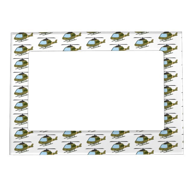 Cute army camoflage helicopter cartoon magnetic frame (Front)