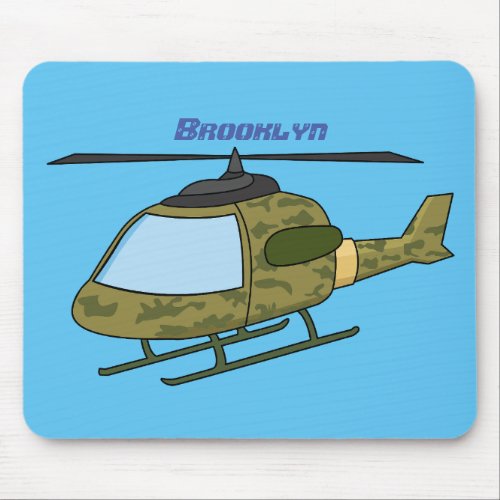Cute army camoflage helicopter cartoon  mouse pad