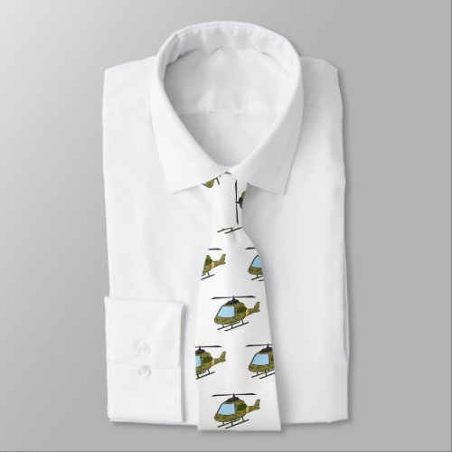 Cute army camoflage helicopter cartoon neck tie