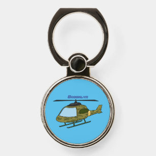 Cute army camoflage helicopter cartoon phone ring stand
