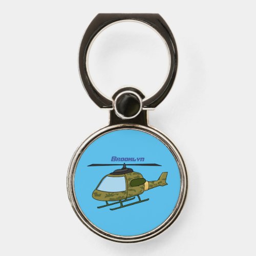 Cute army camoflage helicopter cartoon phone ring stand