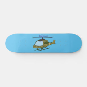 Cute army camoflage helicopter cartoon skateboard