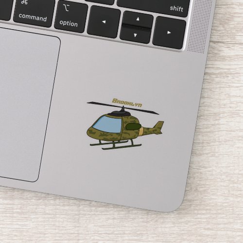 Cute army camoflage helicopter cartoon sticker
