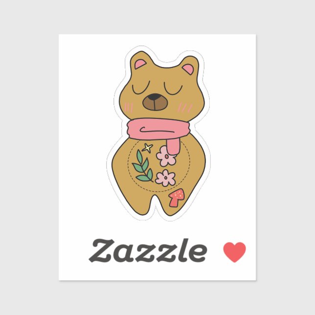 Cute Arrogant Brown Bear For Laptop and Planner Sticker (Sheet)