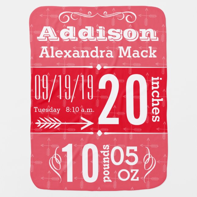 Cute Arrow Pattern Any Color Baby Blanket (Front)