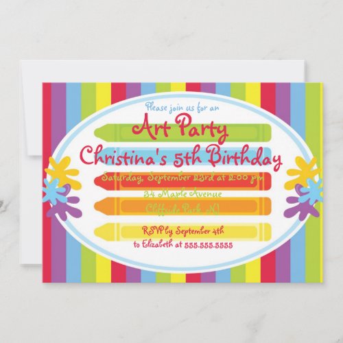 Cute Art &amp; Craft Party Birthday Invitations