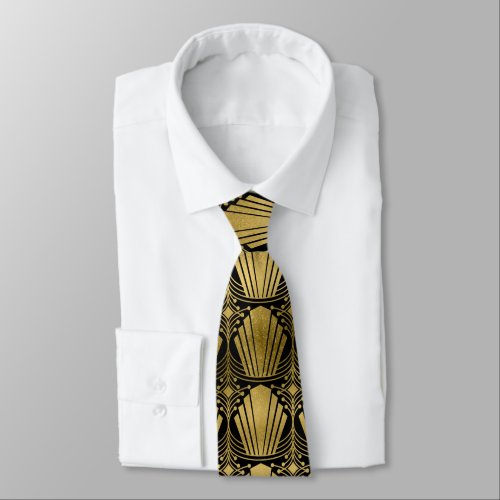 Cute art deco gold black pattern tie