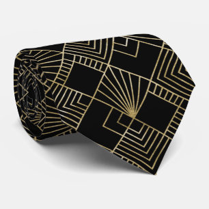 Cute art deco gold black pattern tie