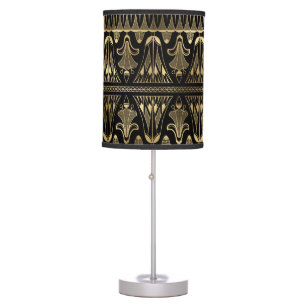 cute art deco tiled pattern black gold Table Lamp
