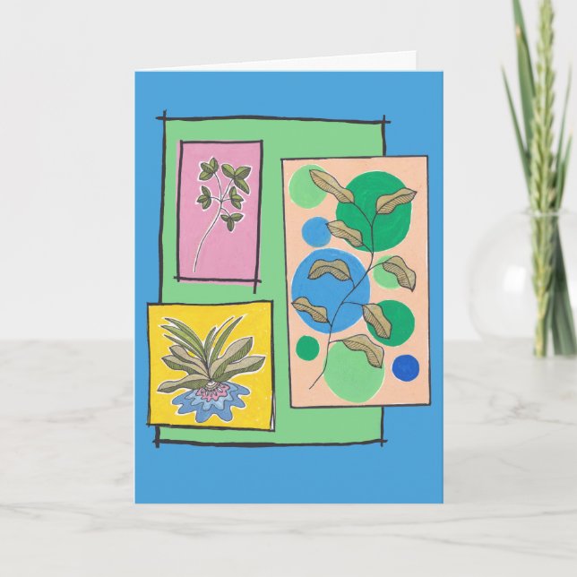 Cute art doodle of three plants, your words inside card (Front)