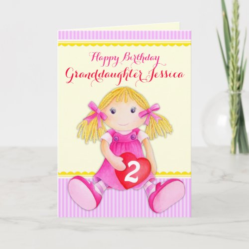 Cute art granddaughter doll age card