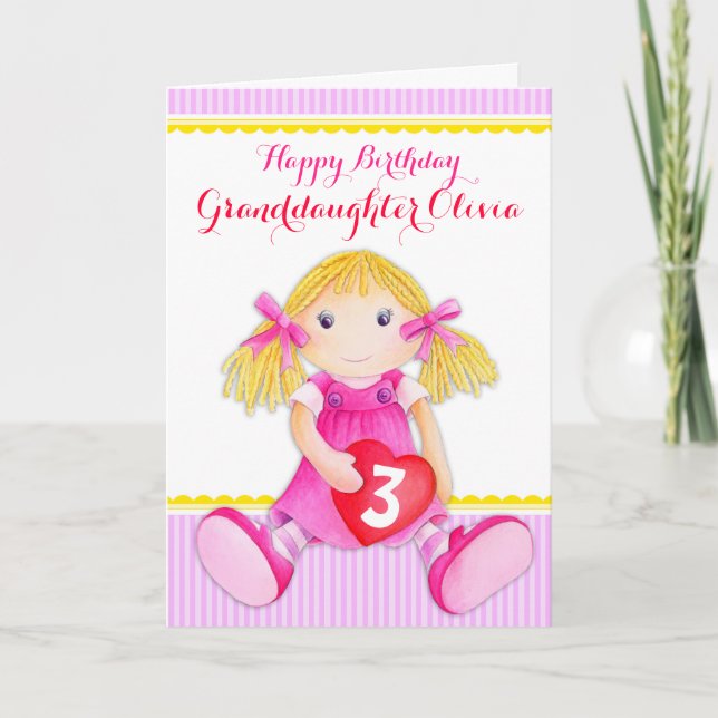 Cute art granddaughter doll age card (Front)