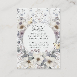 Cute Art Nouveau Pastel Flower Baby Diaper Raffle Enclosure Card