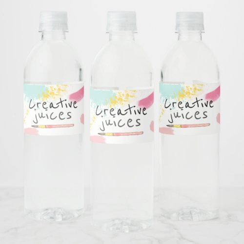 Cute art painting party water bottle label