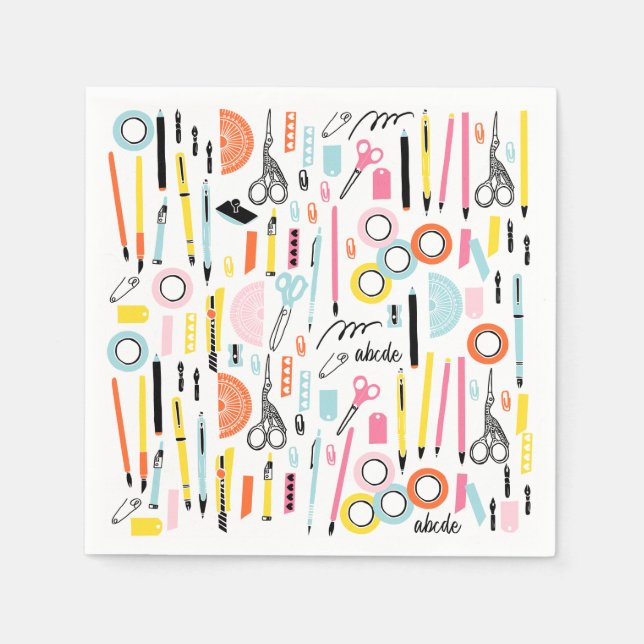 Cute Art Supplies Paper Napkins (Front)