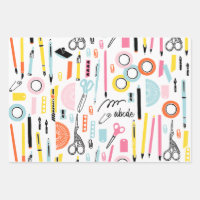 Cute Art Supplies Wrapping Paper