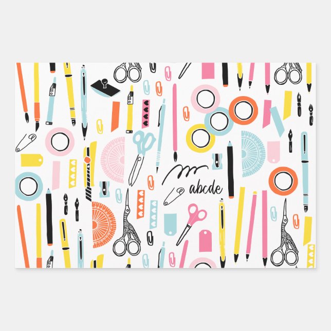 Cute Art Supplies Wrapping Paper (Front)
