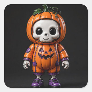Cute Art Toy Skeleton Halloween Design Square Sticker
