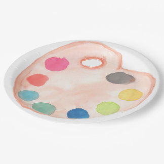 Cute artist paint palette art birthday paper plate
