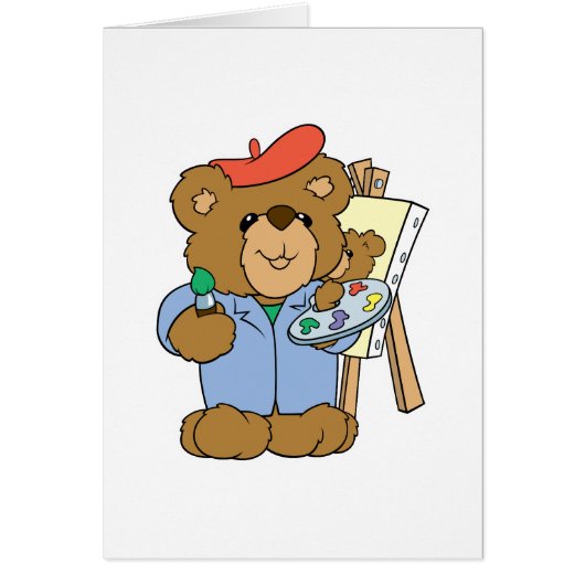 Cute Artist Teddy Bear Cards (Front)