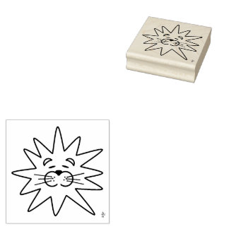 Cute Artistic Lion Face Wood Art Stamp