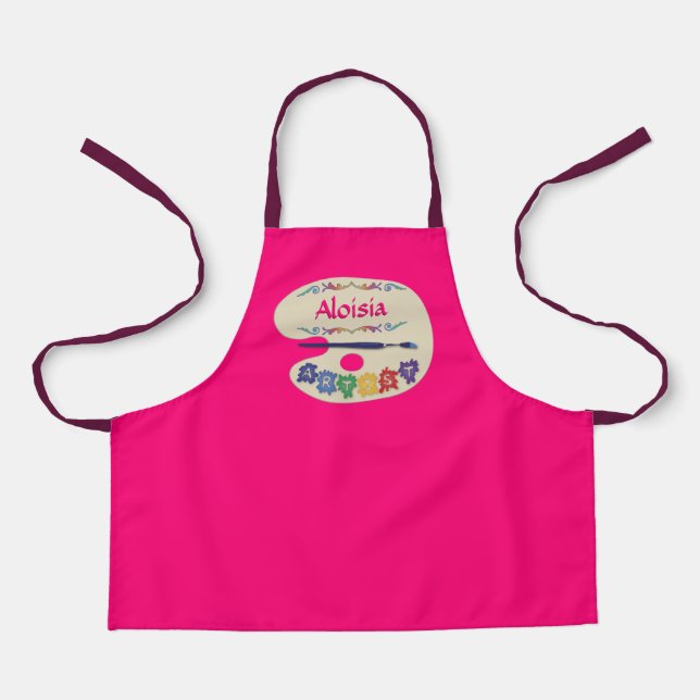 Cute Artists Palette Kids Paint Smock Apron (Front)