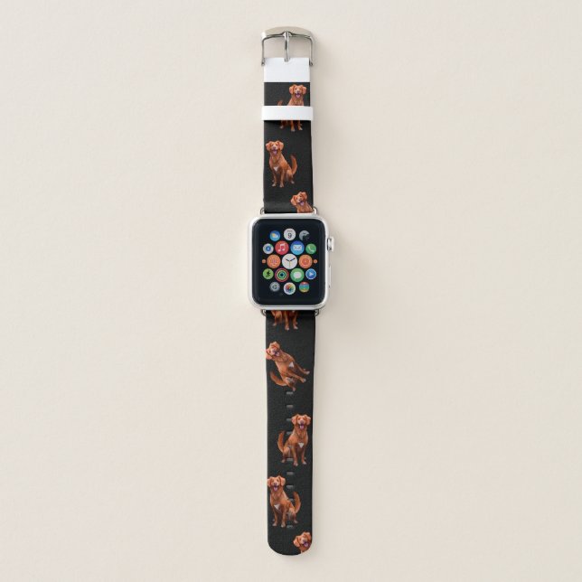 Cute Artsy Golden Retriever Dog Pattern Apple Watch Band (Front)