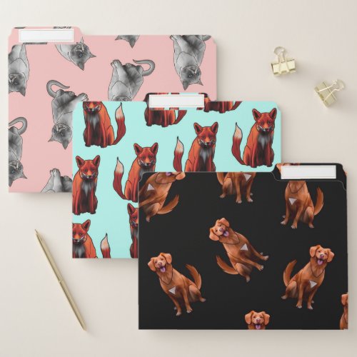 Cute Artsy Golden Retriever Dog Pattern File Folder