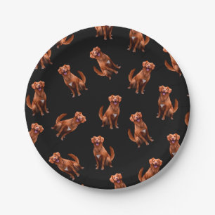 Cute Artsy Golden Retriever Dog Pattern Paper Plates