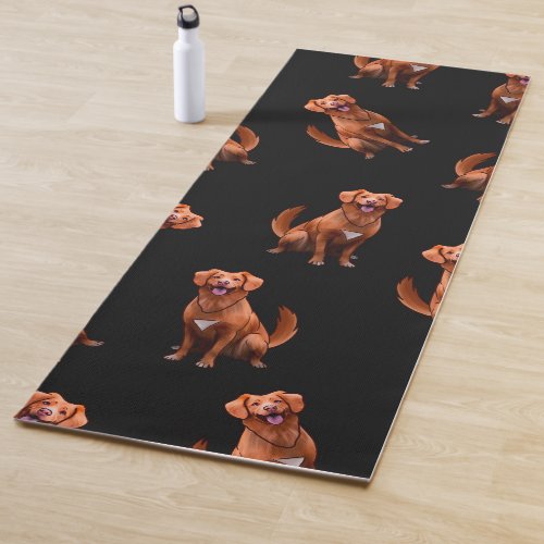 Cute Artsy Golden Retriever Dog Pattern Yoga Mat