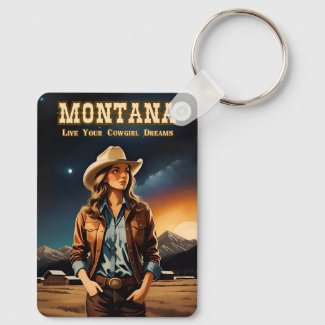 Cute Artsy Night Sky Montana Cowgirl